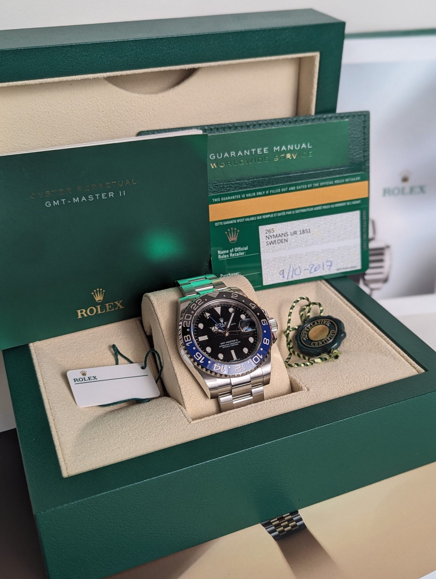 2017 Rolex GMT Master II “Batman” Reference 116710BLNR