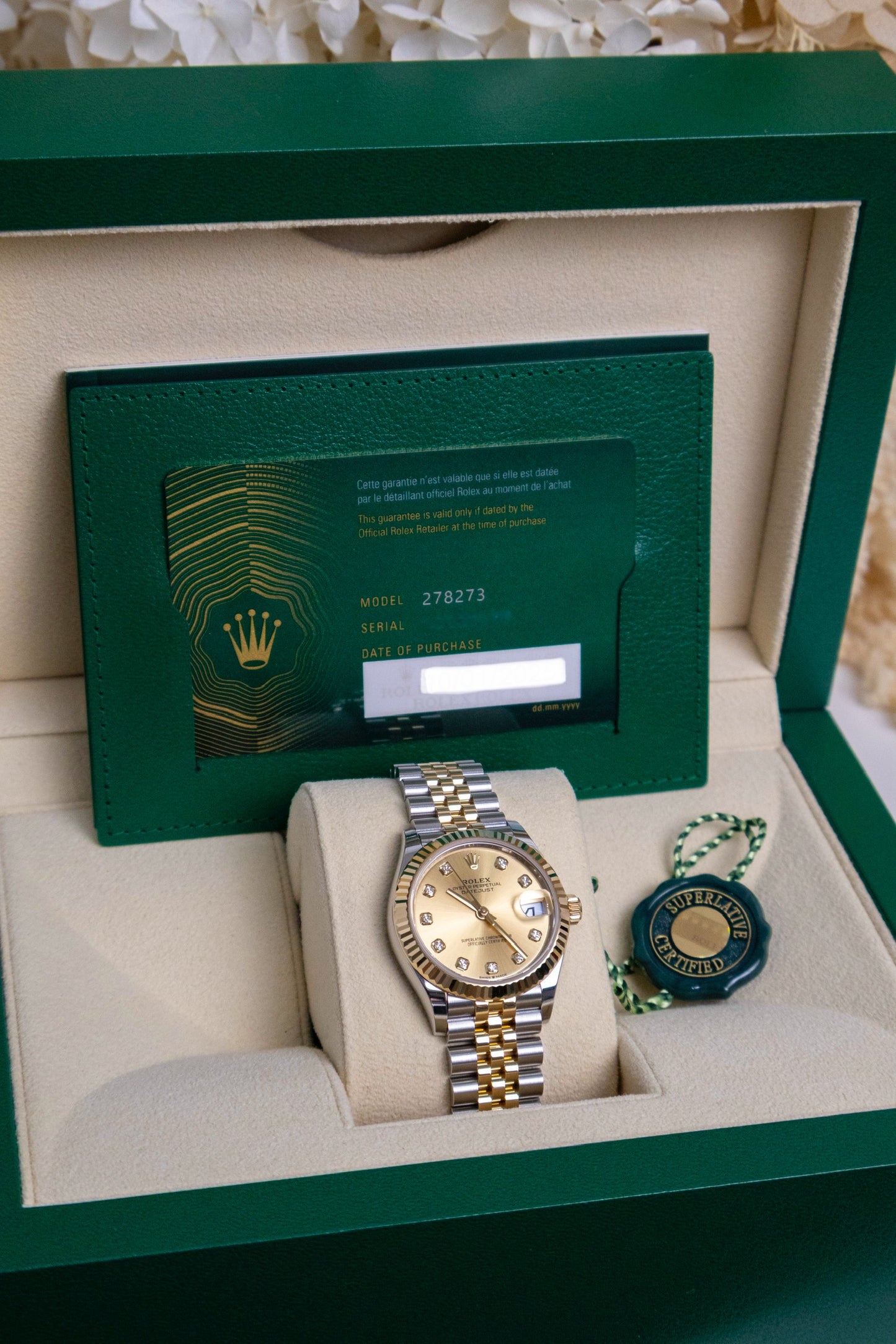 2025 Rolex Datejust 31mm Two tones YG Champagne Diamond dial Reference 278273