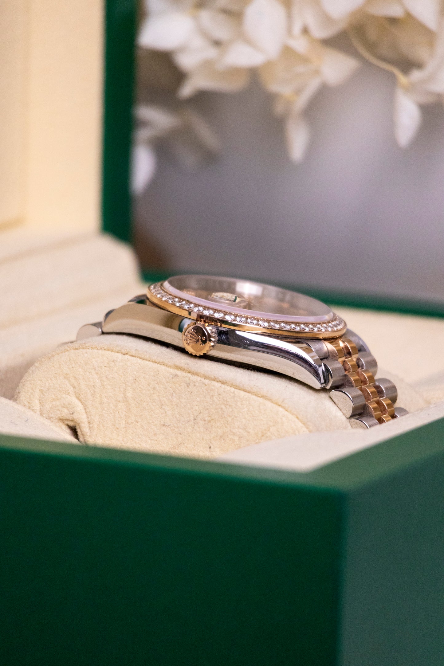 2021 Rolex Datejust 36mm Two tones RG Diamond Bezel Rosé dial with Diamond Reference 126281RBR