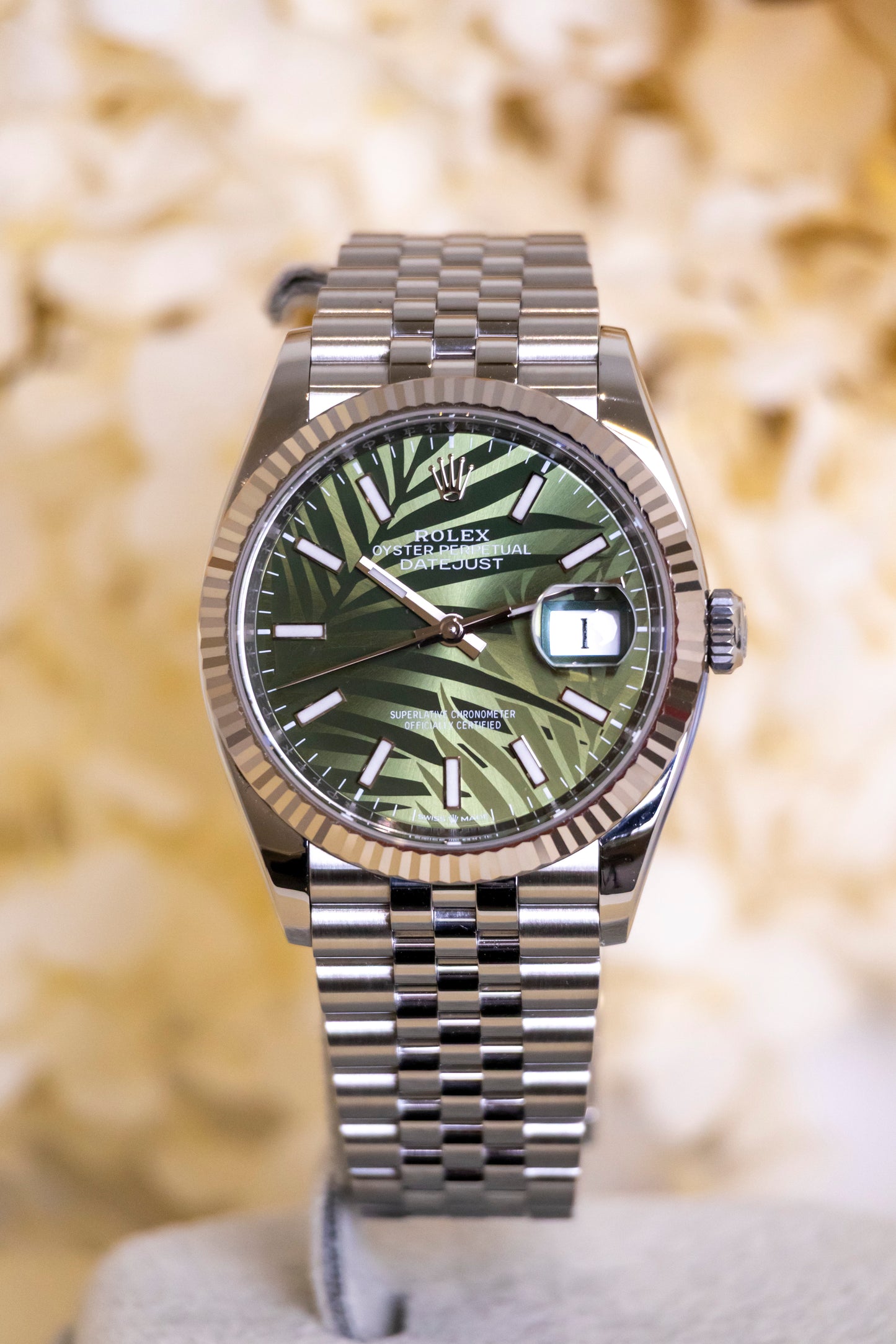 Rolex Datejust 36mm Discontinued Green Palm Motif dial Reference 126234