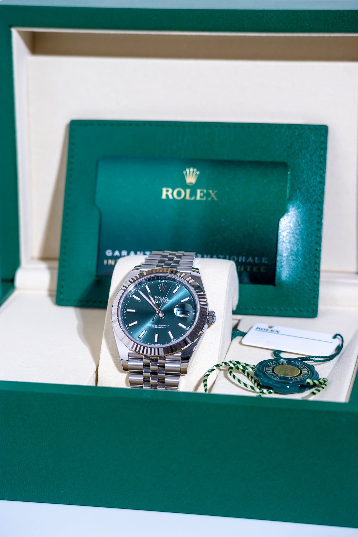 Rolex Datejust 41mm Mint Green Fluted Jubilee Reference 126334