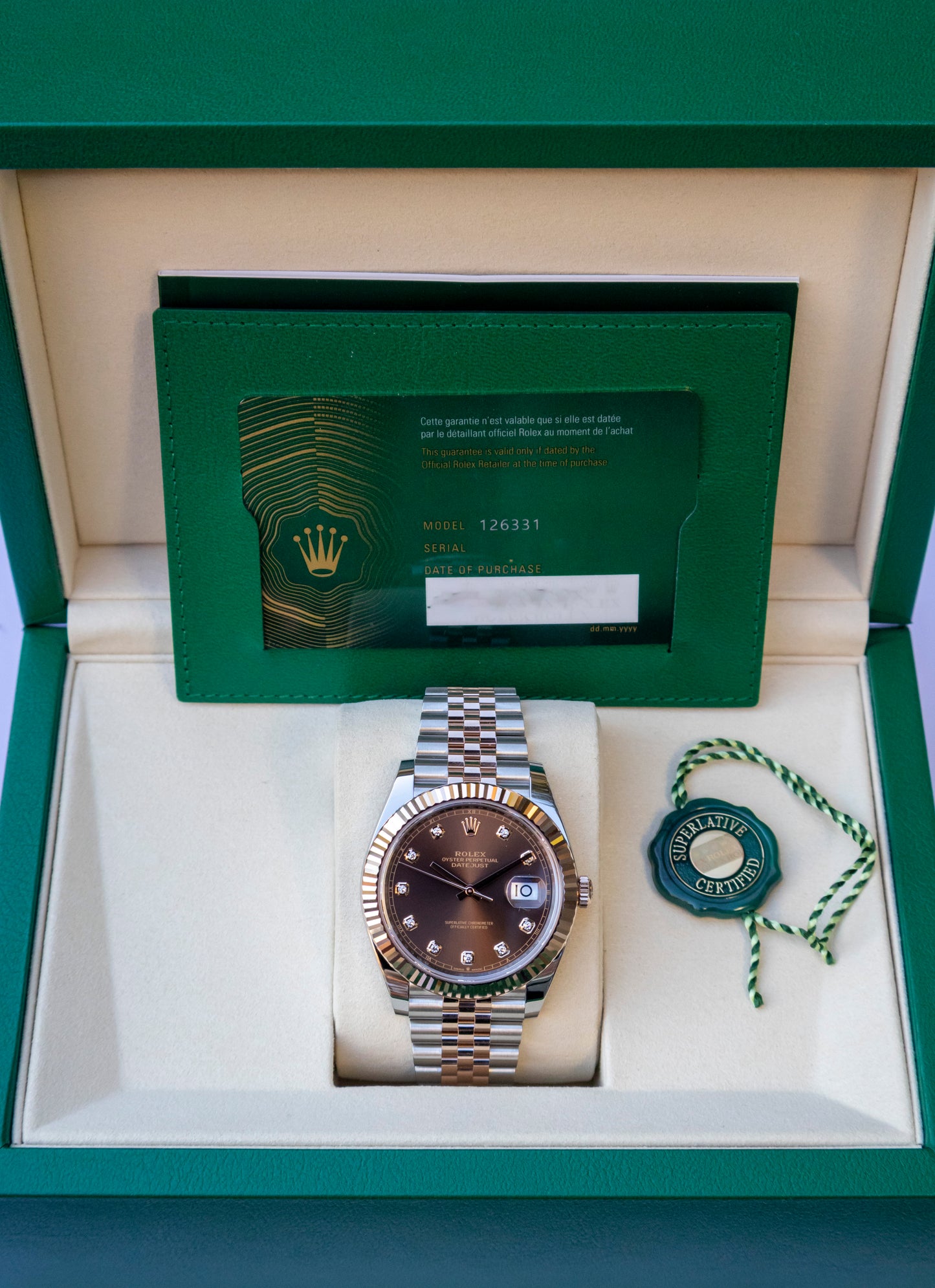 2025 Rolex Datejust 41mm Two tones Rose Gold Chocolate dial Reference 126331
