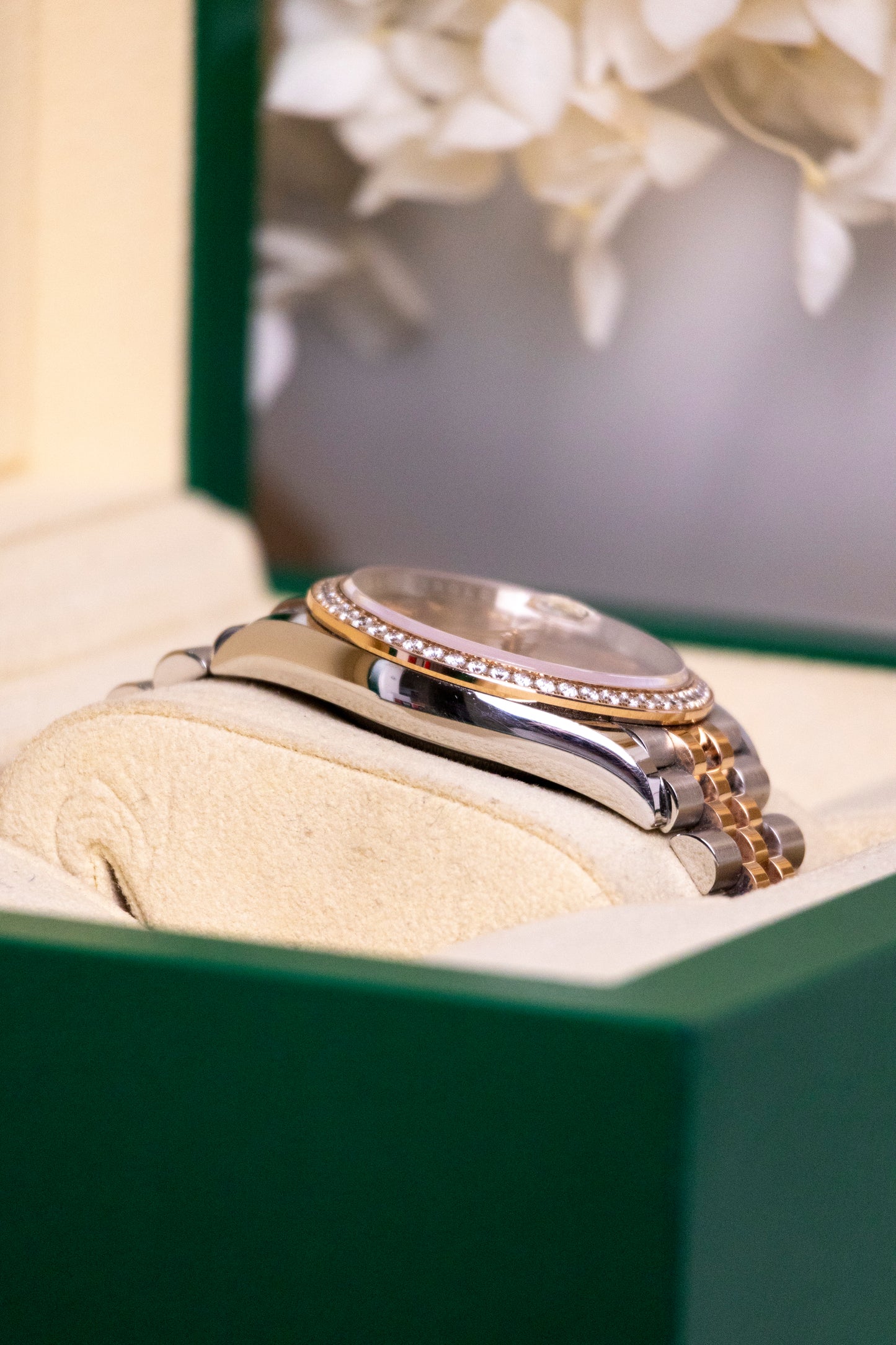 2021 Rolex Datejust 36mm Two tones RG Diamond Bezel Rosé dial with Diamond Reference 126281RBR