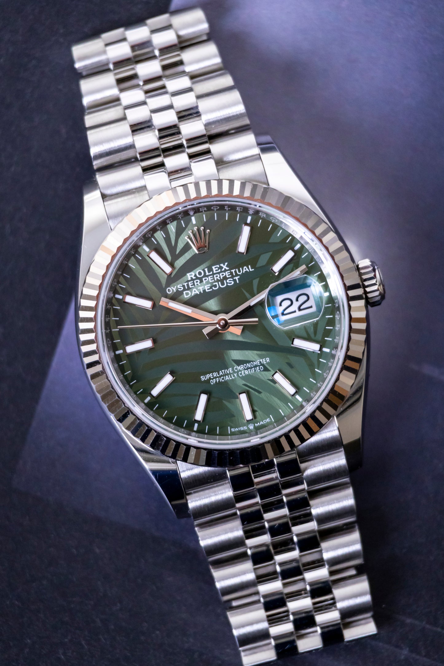Rolex Datejust 36mm Discontinued Green Palm Motif dial Reference 126234
