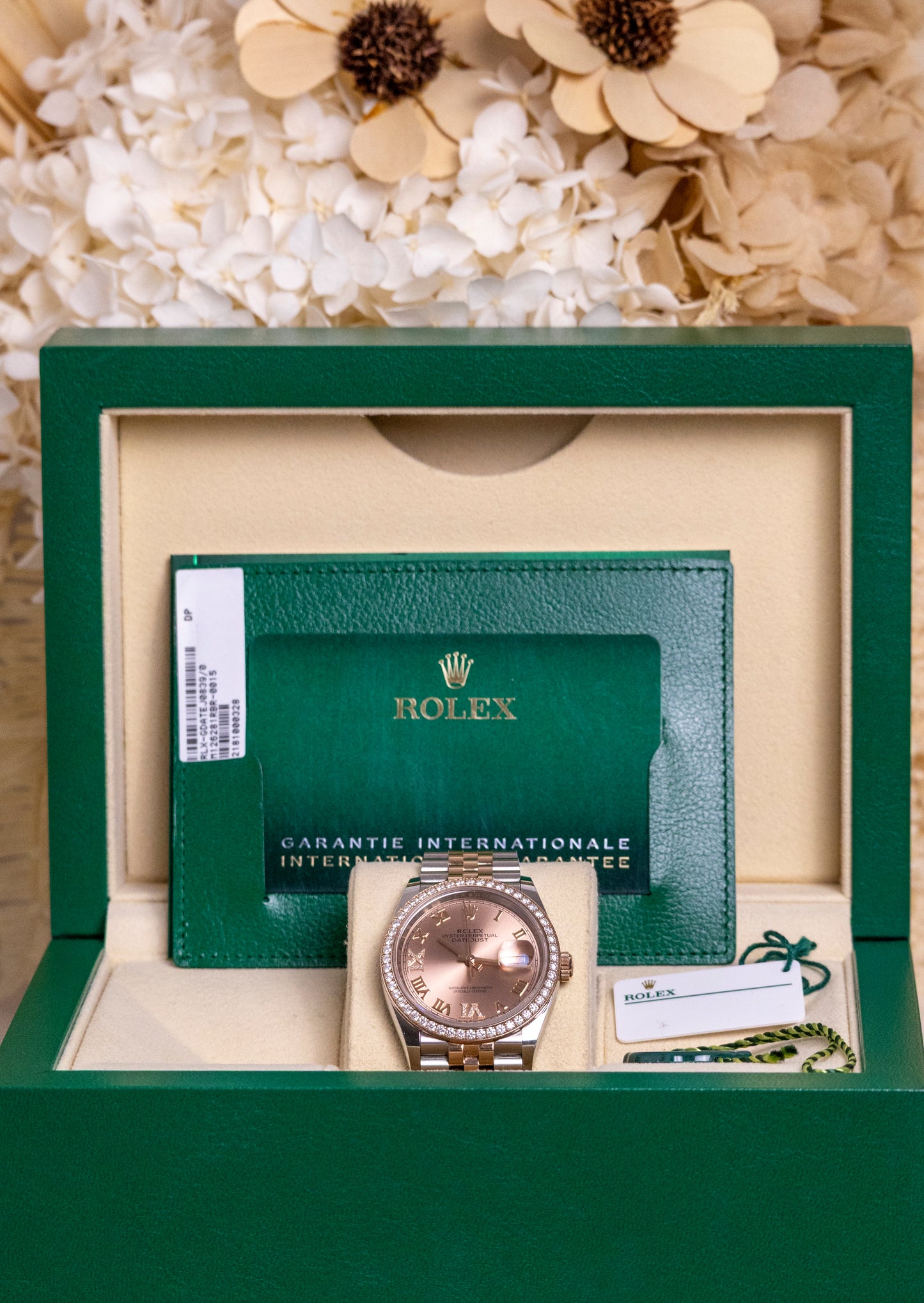 2021 Rolex Datejust 36mm Two tones RG Diamond Bezel Rosé dial with Diamond Reference 126281RBR