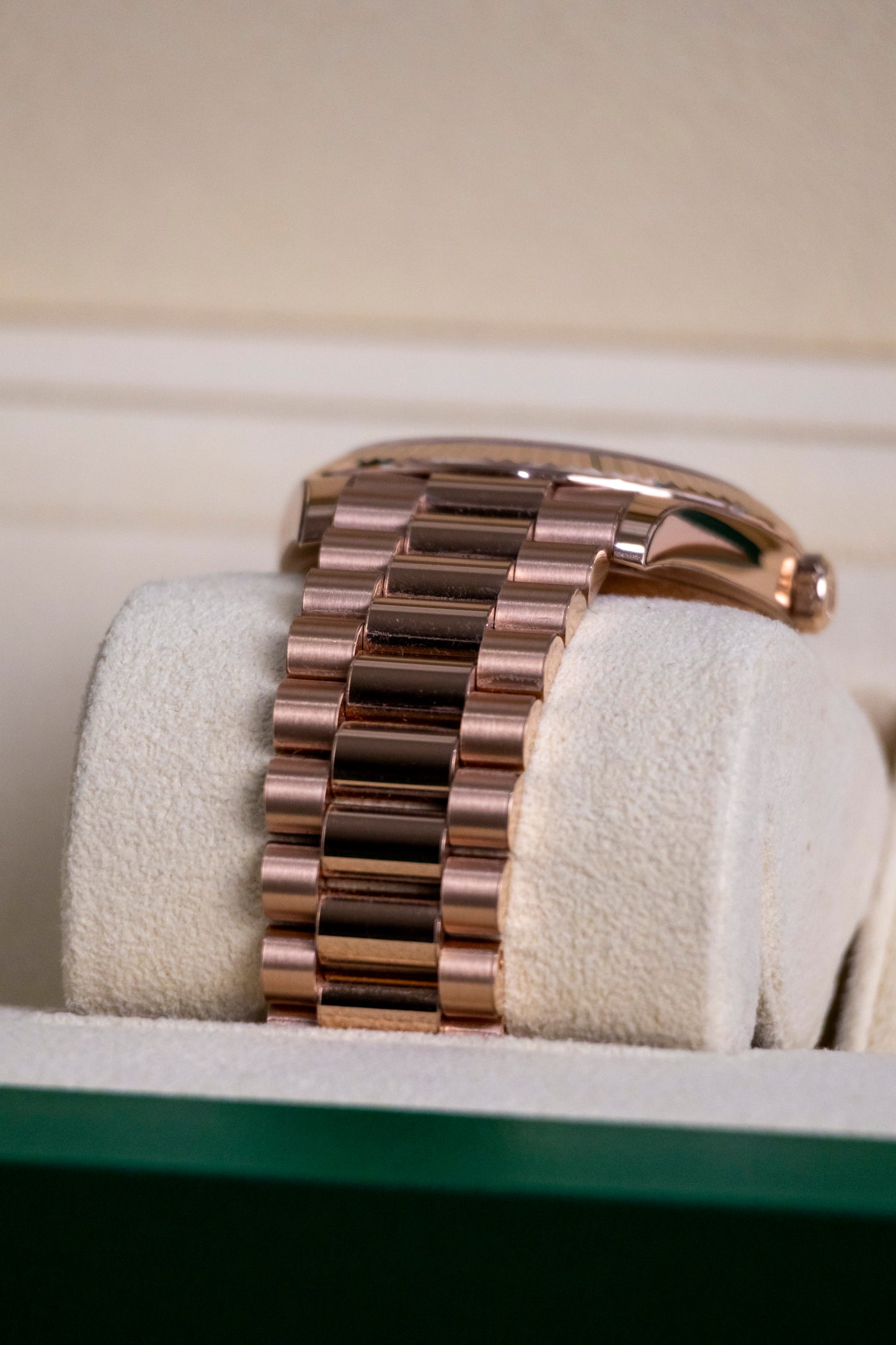 2024 Rolex Day Date 40mm Everose Gold Olive dial Reference 228235