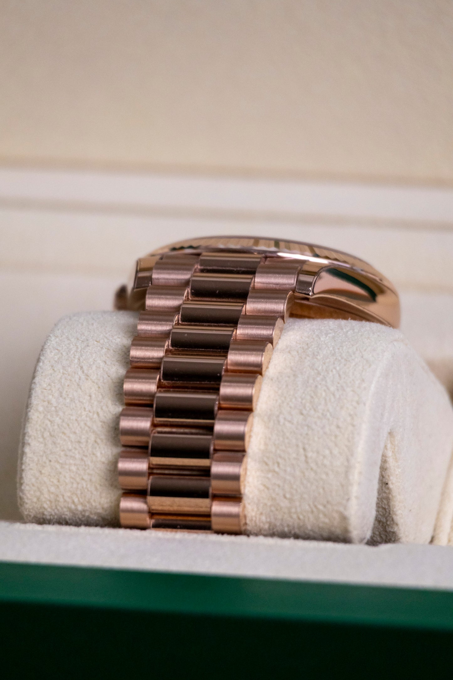 2024 Rolex Day Date 40mm Everose Gold Olive dial Reference 228235