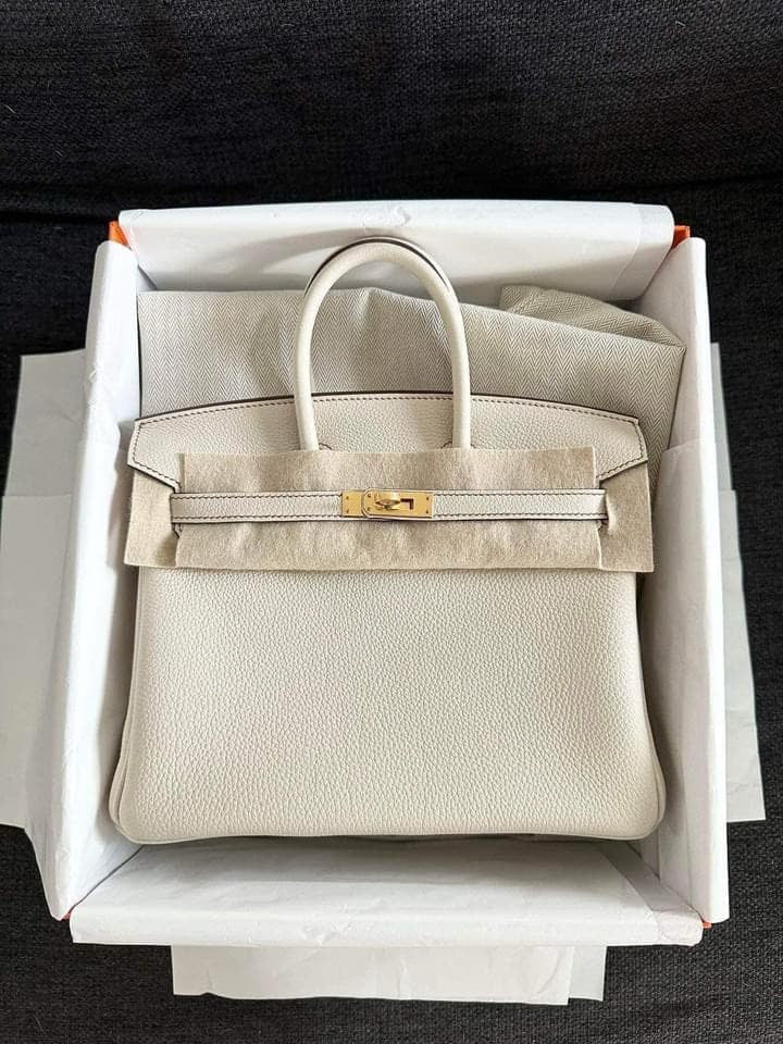 Birkin 25 Noir Craie Ghw