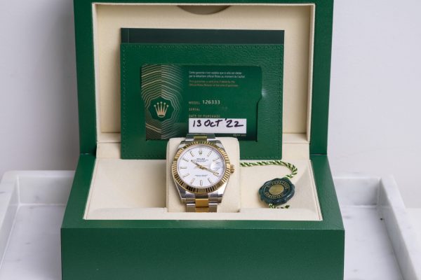 2022 Rolex Datejust 41mm White dial Two tones YG Reference 126333