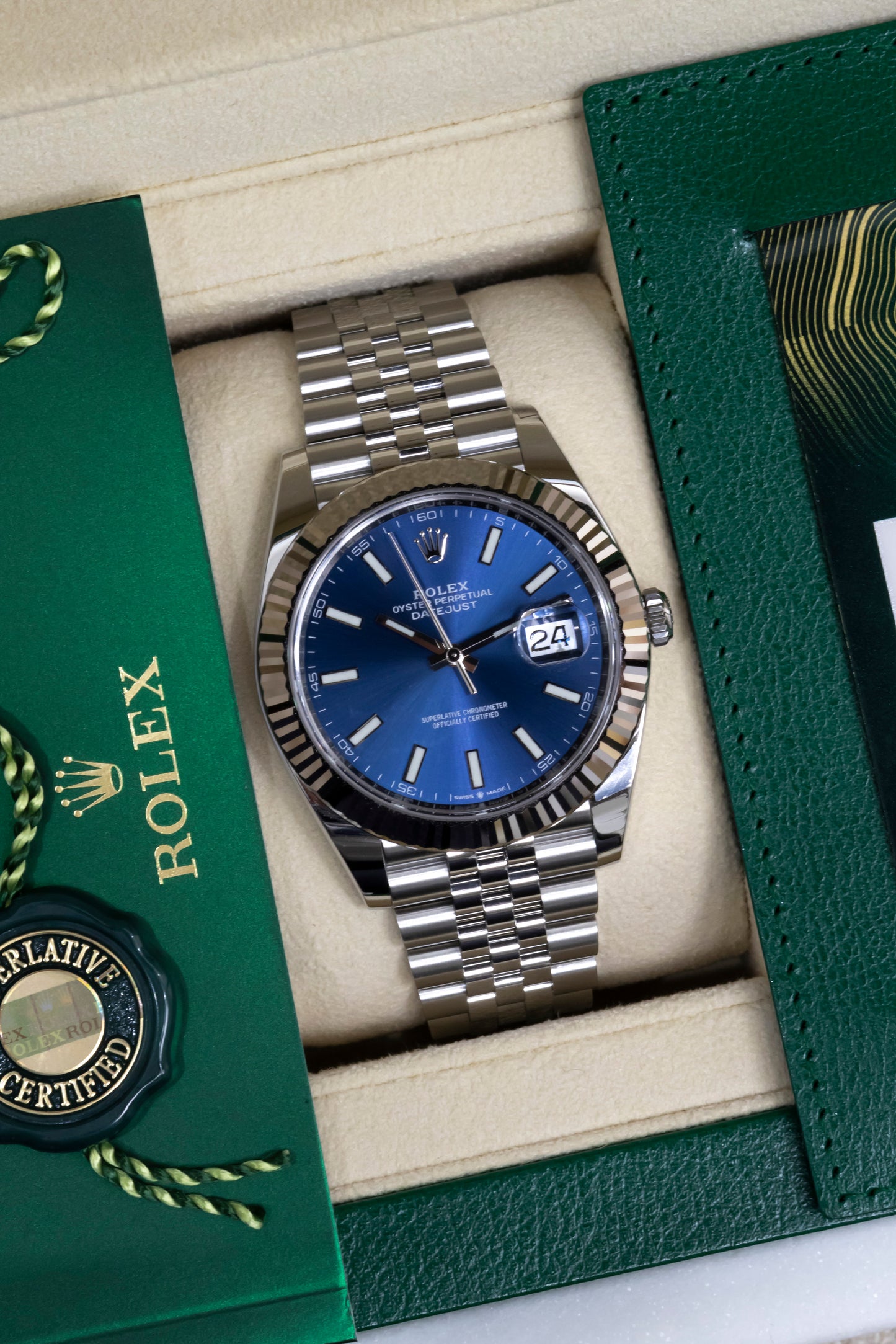 2024 Rolex Datejust 41mm Blue dial Fluted Jubilee Reference 126334