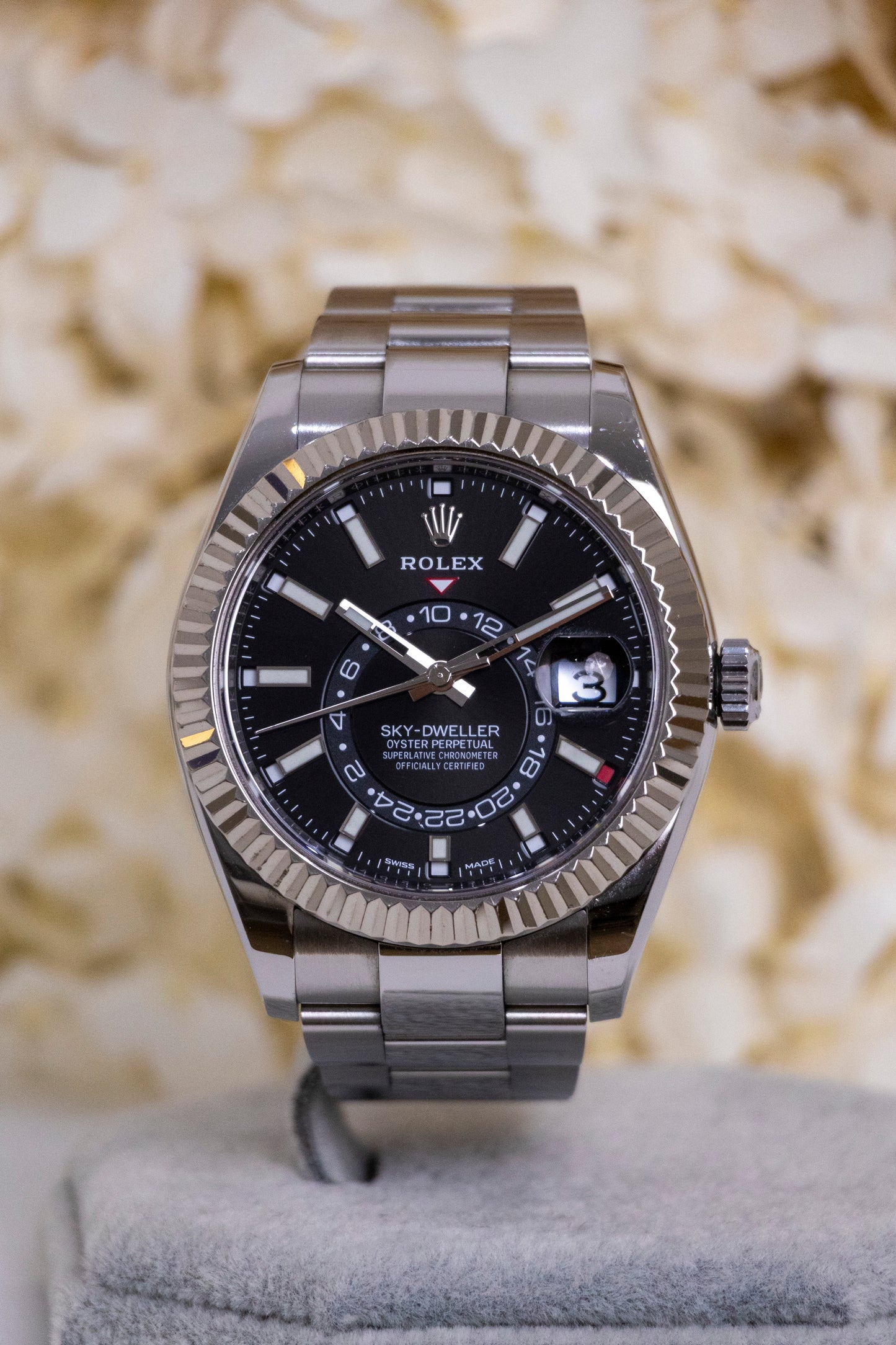2021 Rolex Sky-Dweller Black dial Fluted Oyster Bracelet Reference 326934