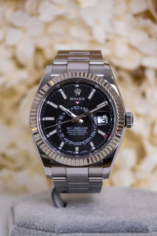 2021 Rolex Sky-Dweller Black dial Fluted Oyster Bracelet Reference 326934