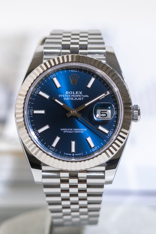 Rolex Datejust 41mm Blue Dial Fluted Jubilee Reference 126334