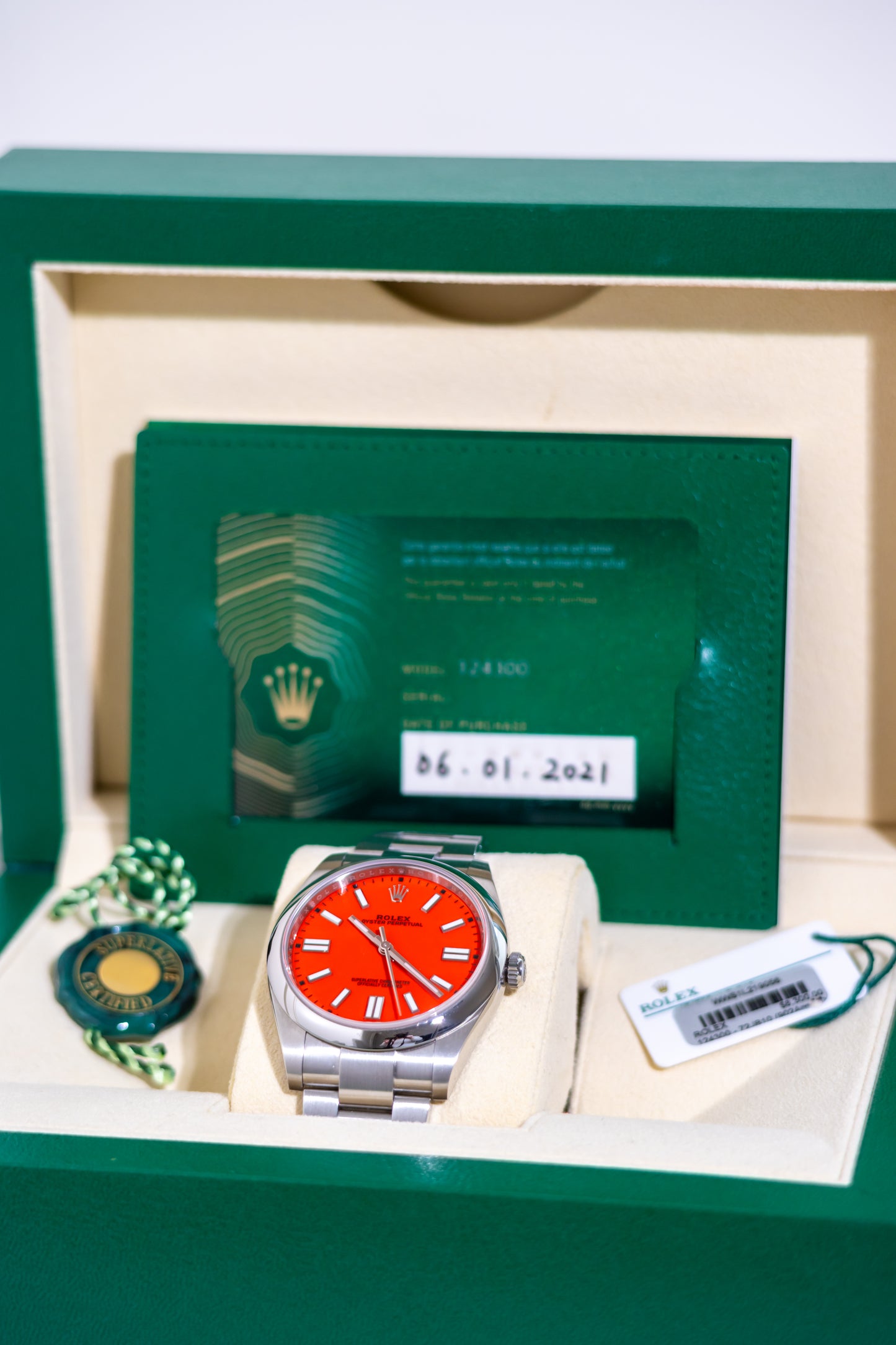 Rolex Oyster Perpetual 41mm Discontinued Coral Red Reference 124300