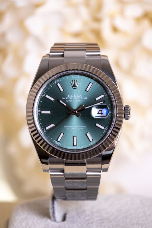 Rolex Datejust 41mm Mint Green Fluted Jubilee Reference 126334