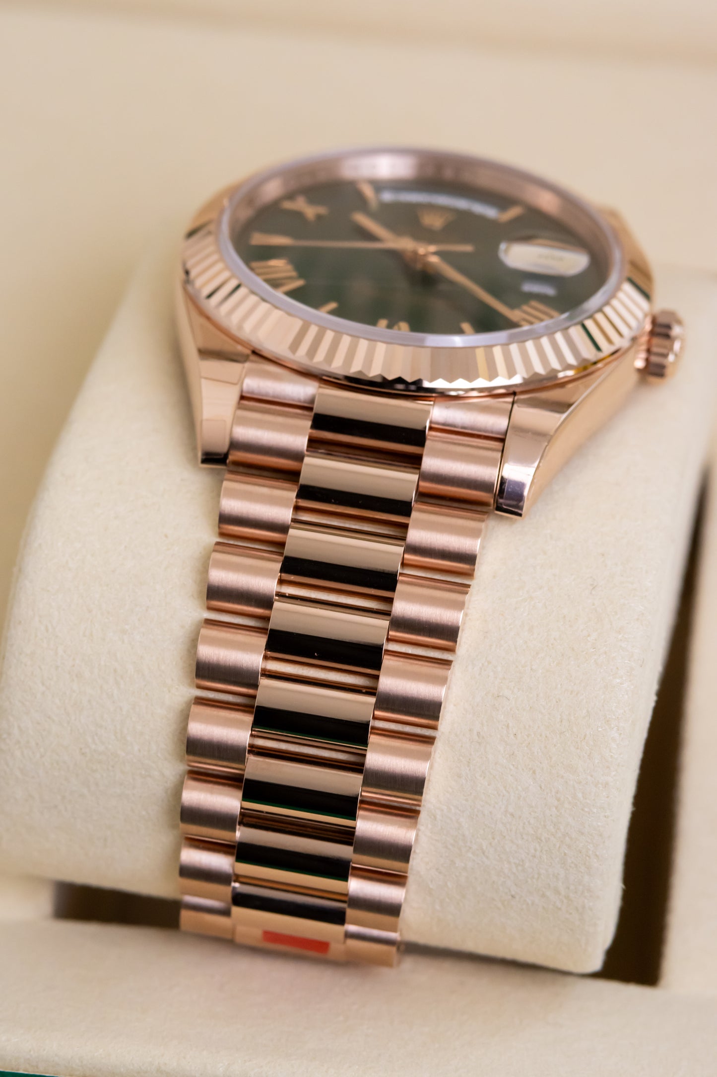 Rolex Day Date 40mm Rose Gold Olive Reference 228235