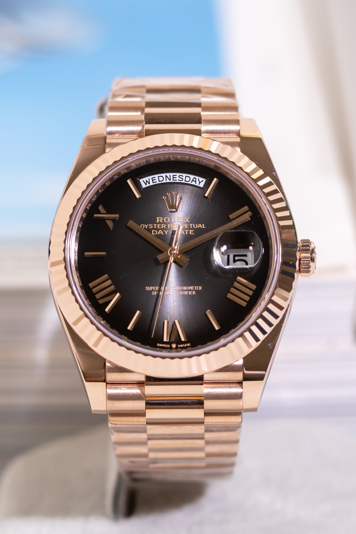 Rolex Day Date 40mm Rose Gold Slate Ombre Reference 228235