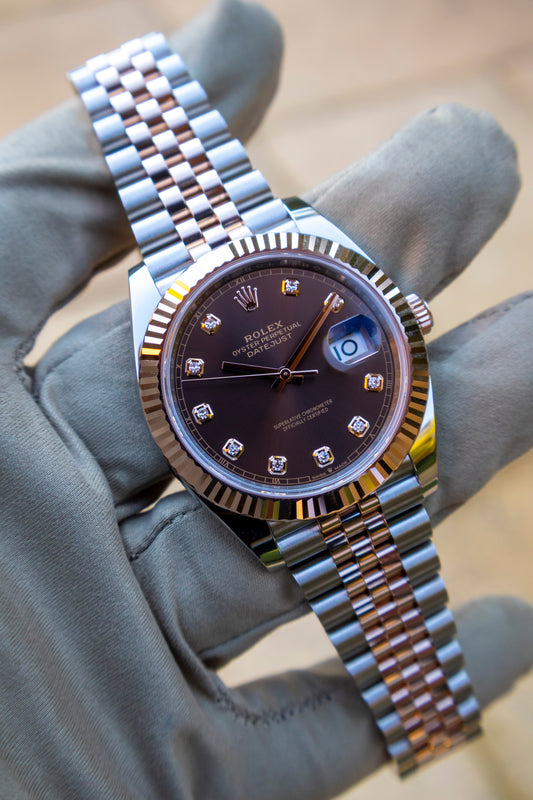 2025 Rolex Datejust 41mm Two tones Rose Gold Chocolate dial Reference 126331