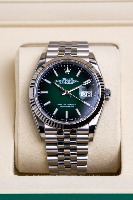 Rolex Datejust 36mm Ombre Green Fluted Jubilee Reference 126334