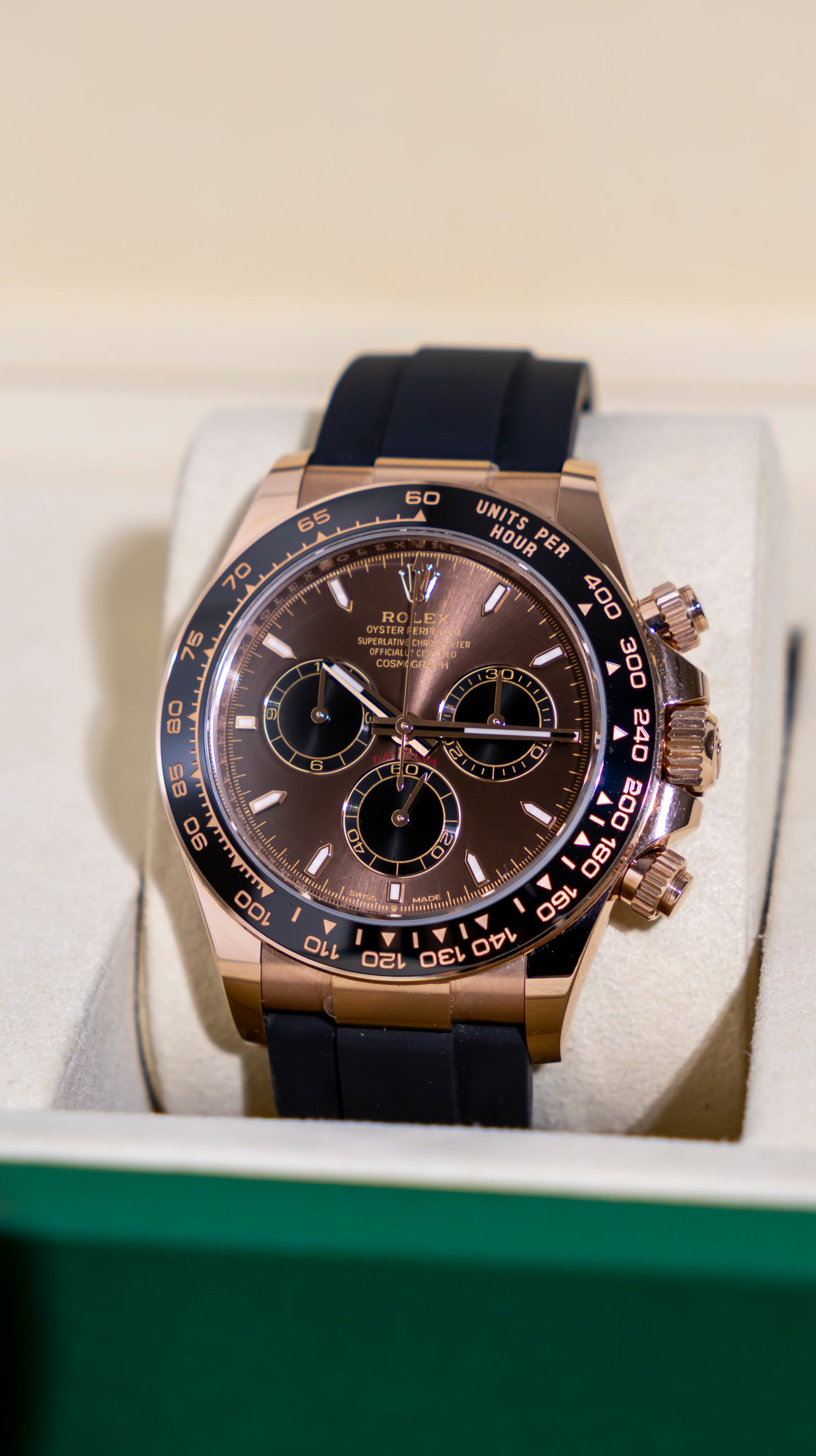 Rolex Daytona Rose Gold Oysterflex Chocolate Dial Reference 126515LN