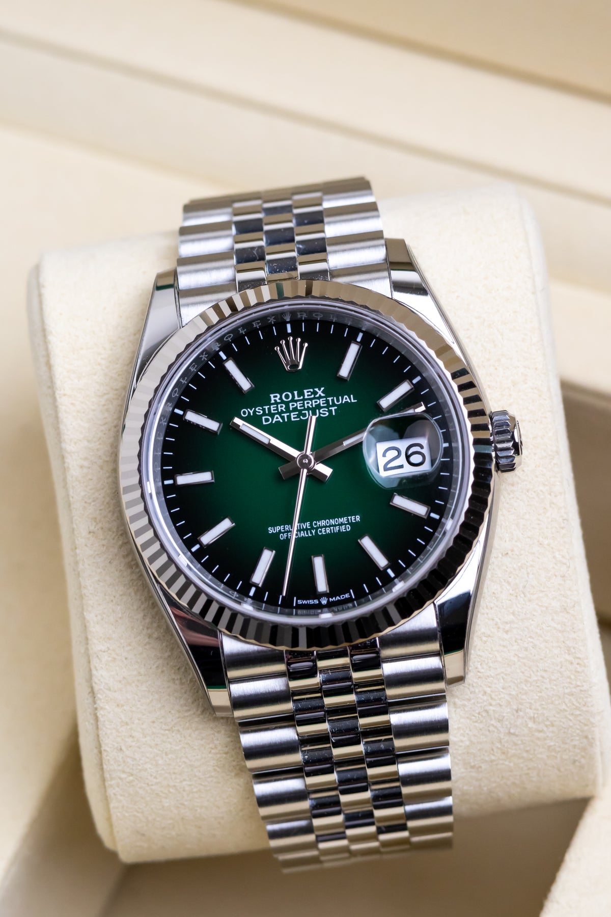 Rolex Datejust 36mm Ombre Green Fluted Jubilee Reference 126334