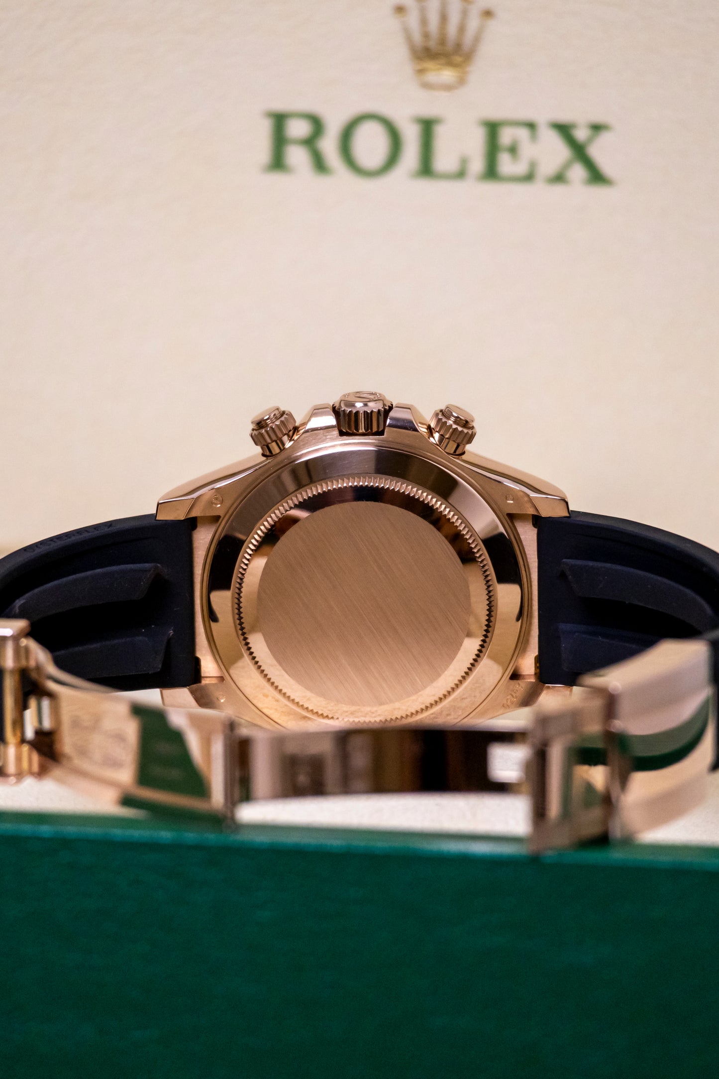 Rolex Daytona Rose Gold Chocolate Dial Oysterflex Reference 116515