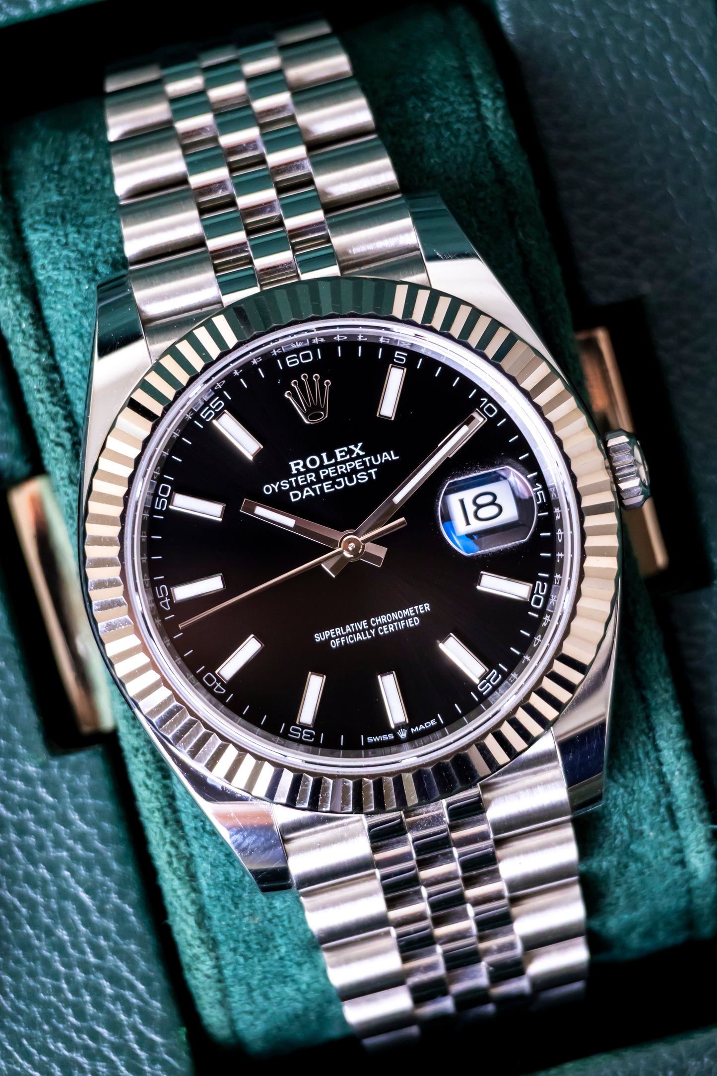 Rolex Datejust 41mm Black dial Fluted Jubilee Reference 126334