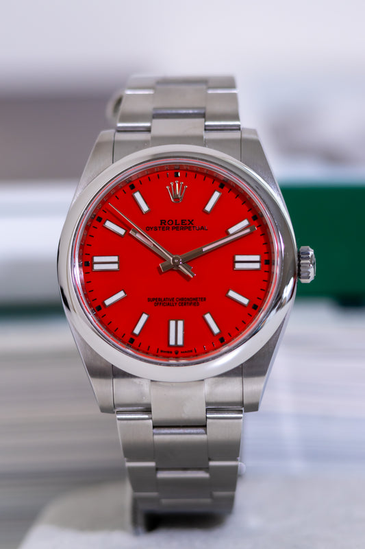 Rolex Oyster Perpetual 41mm Discontinued Coral Red Reference 124300