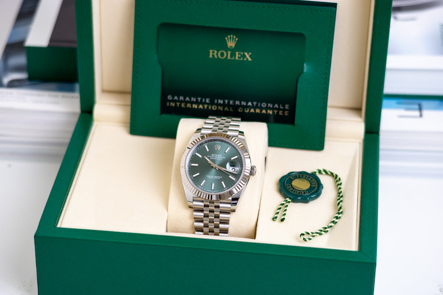 Rolex Datejust 41mm Mint Green Fluted Jubilee Reference 126334