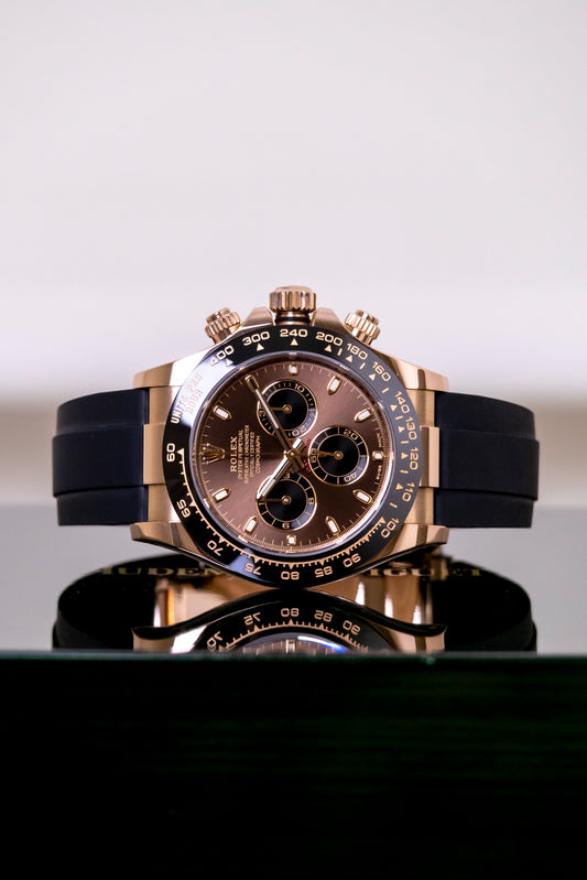 Rolex Daytona Rose Gold Chocolate Dial Oysterflex Reference 116515