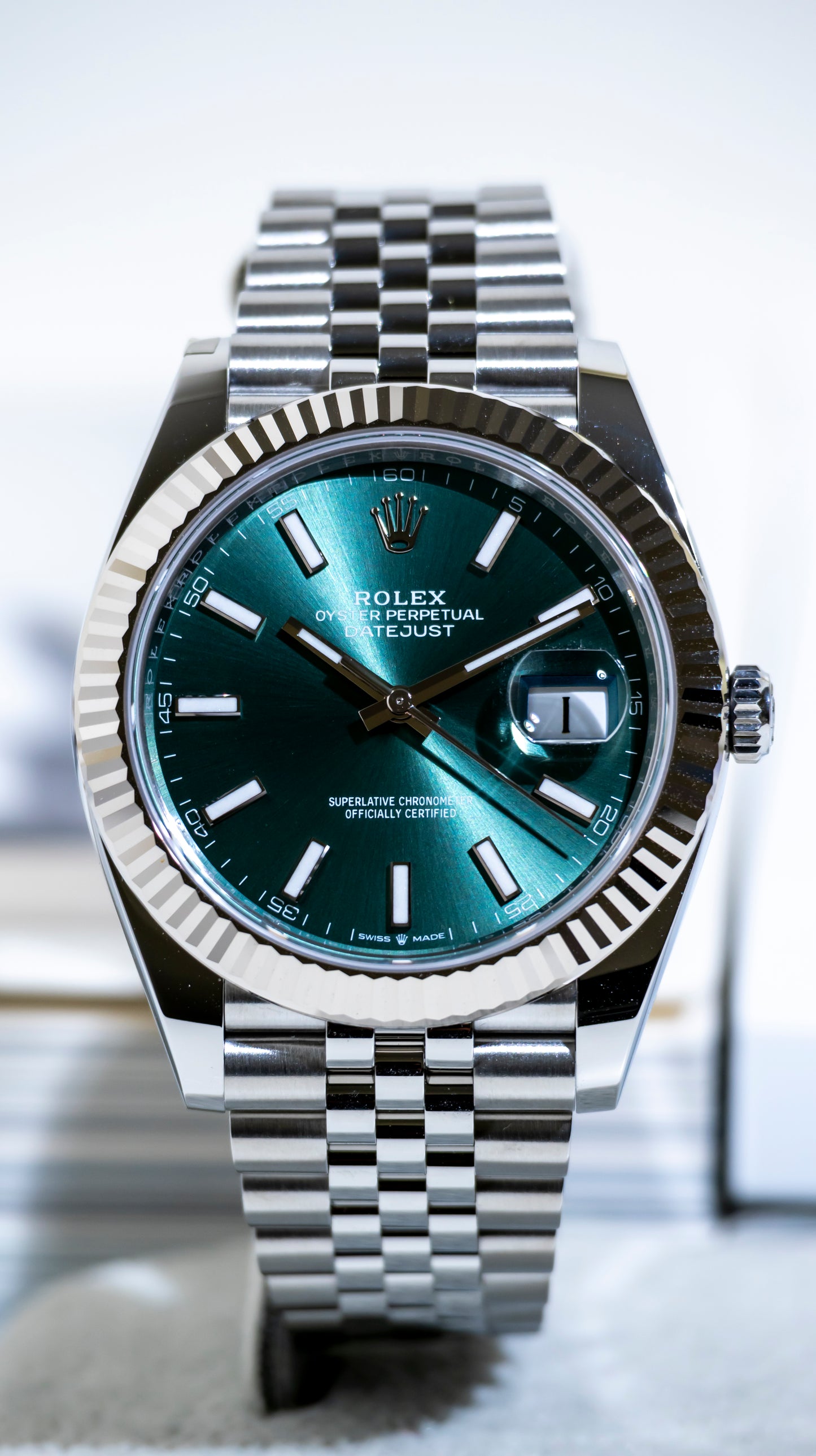 Rolex Datejust 41mm Mint Green Fluted Jubilee Reference 126334