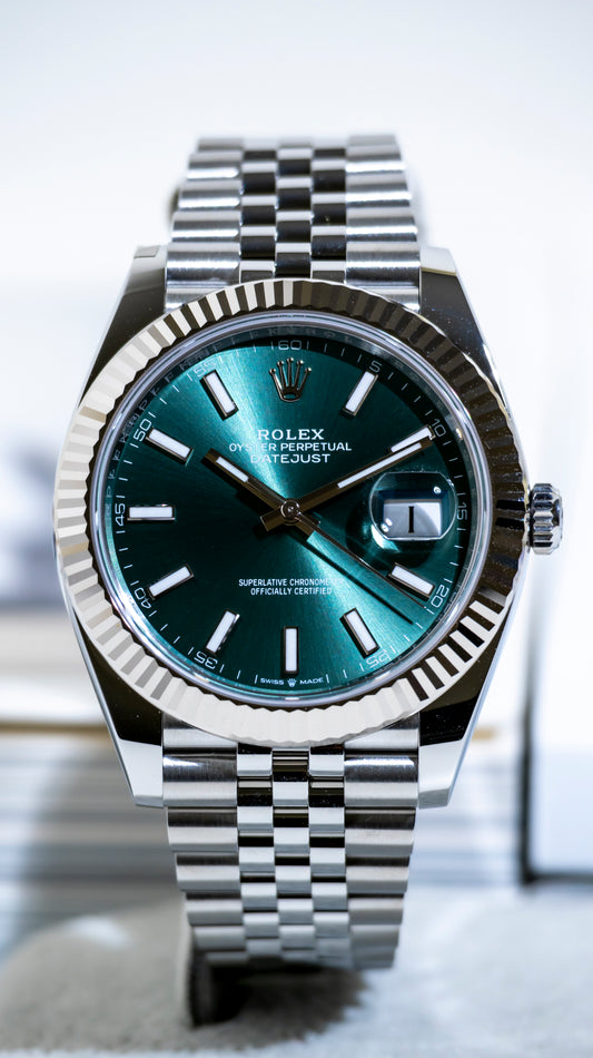 Rolex Datejust 41mm Mint Green Fluted Jubilee Reference 126334