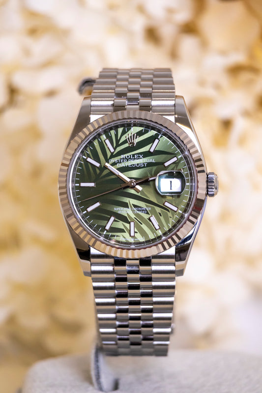 Rolex Datejust 36mm Discontinued Green Palm Motif dial Reference 126234