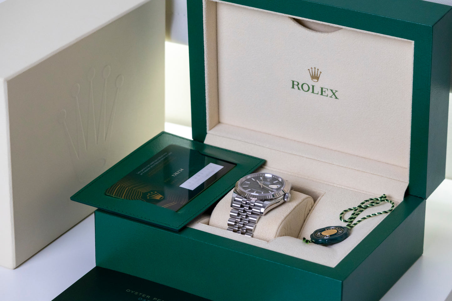 Rolex Datejust 36mm Discontinued Green Palm Motif dial Reference 126234