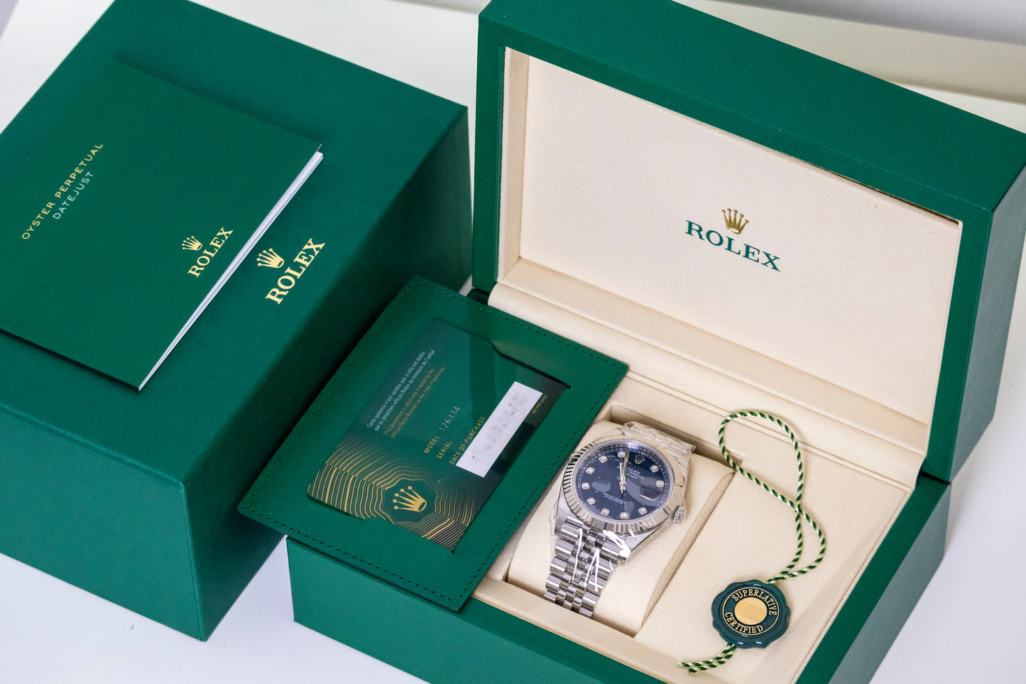 Rolex Datejust 41mm Blue Diamonds Dial Fluted Jubilee Reference 126334