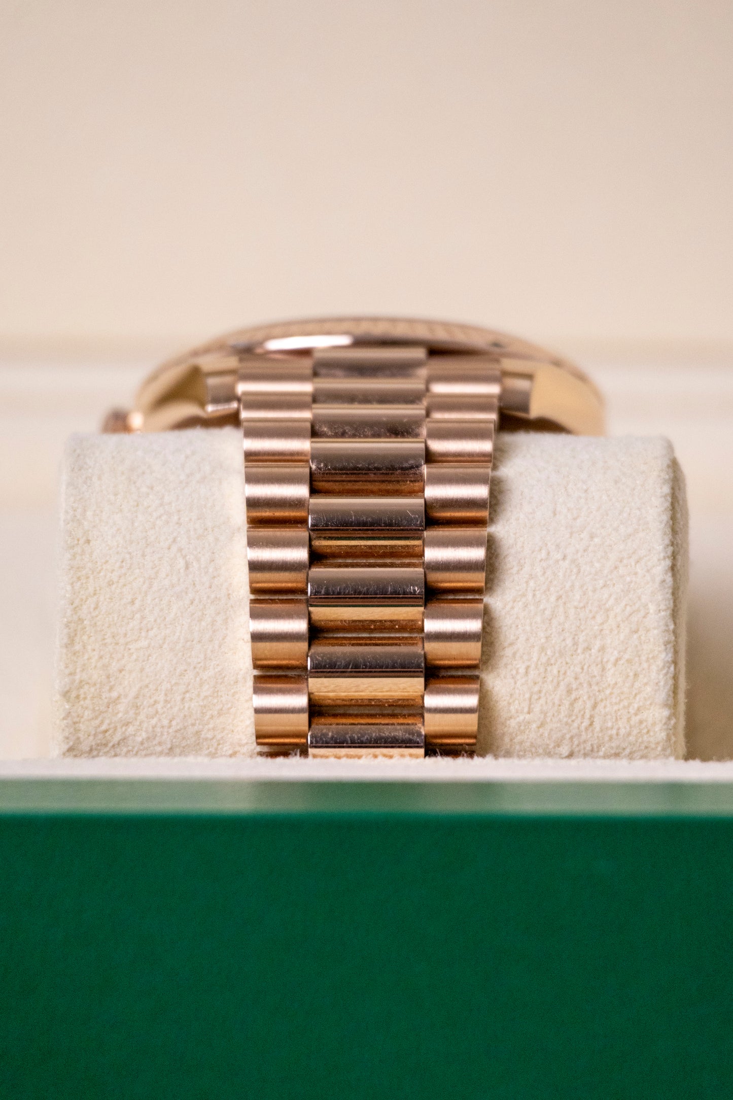 Rolex Day-Date 40mm Rose Gold Chocolate Baguette Diamond Reference 228235