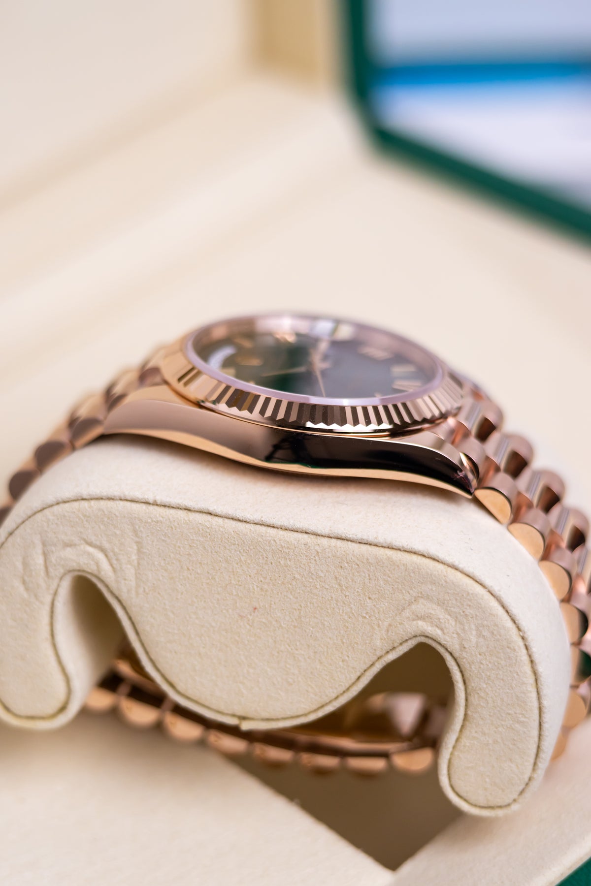 Rolex Day Date 40mm Rose Gold Olive Reference 228235