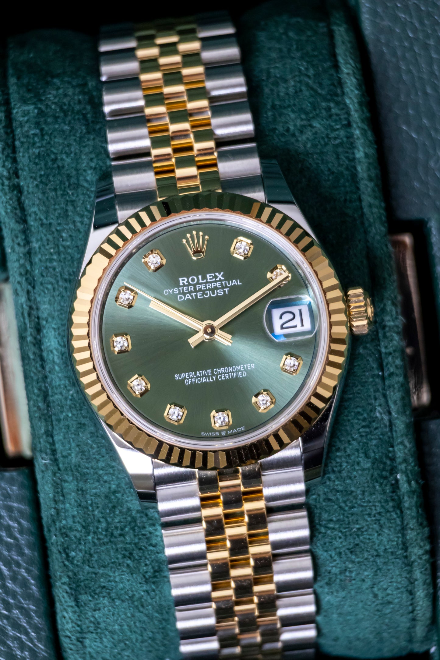 Rolex Datejust 31mm Two Tones YG Olive dial Reference 278273