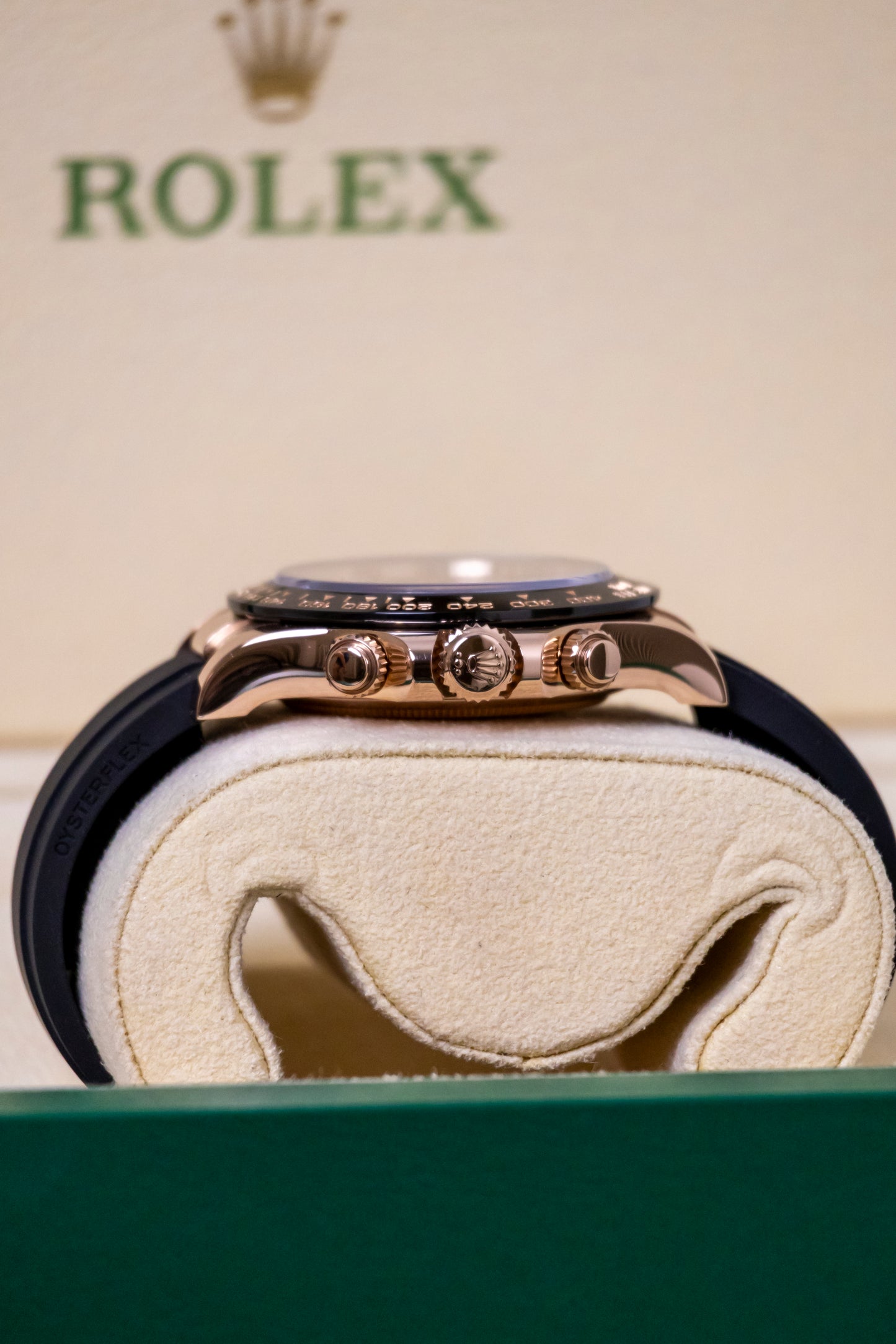 Rolex Daytona Rose Gold Chocolate Dial Oysterflex Reference 116515