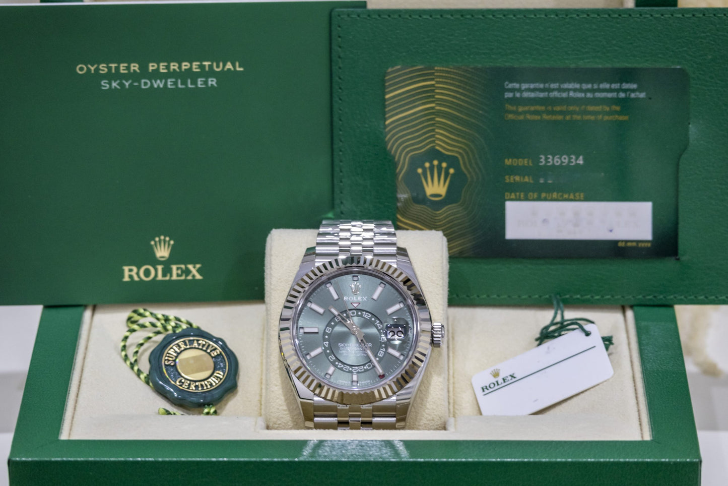 Rolex Sky-Dweller Mint Green dial Jubilee Reference 336934