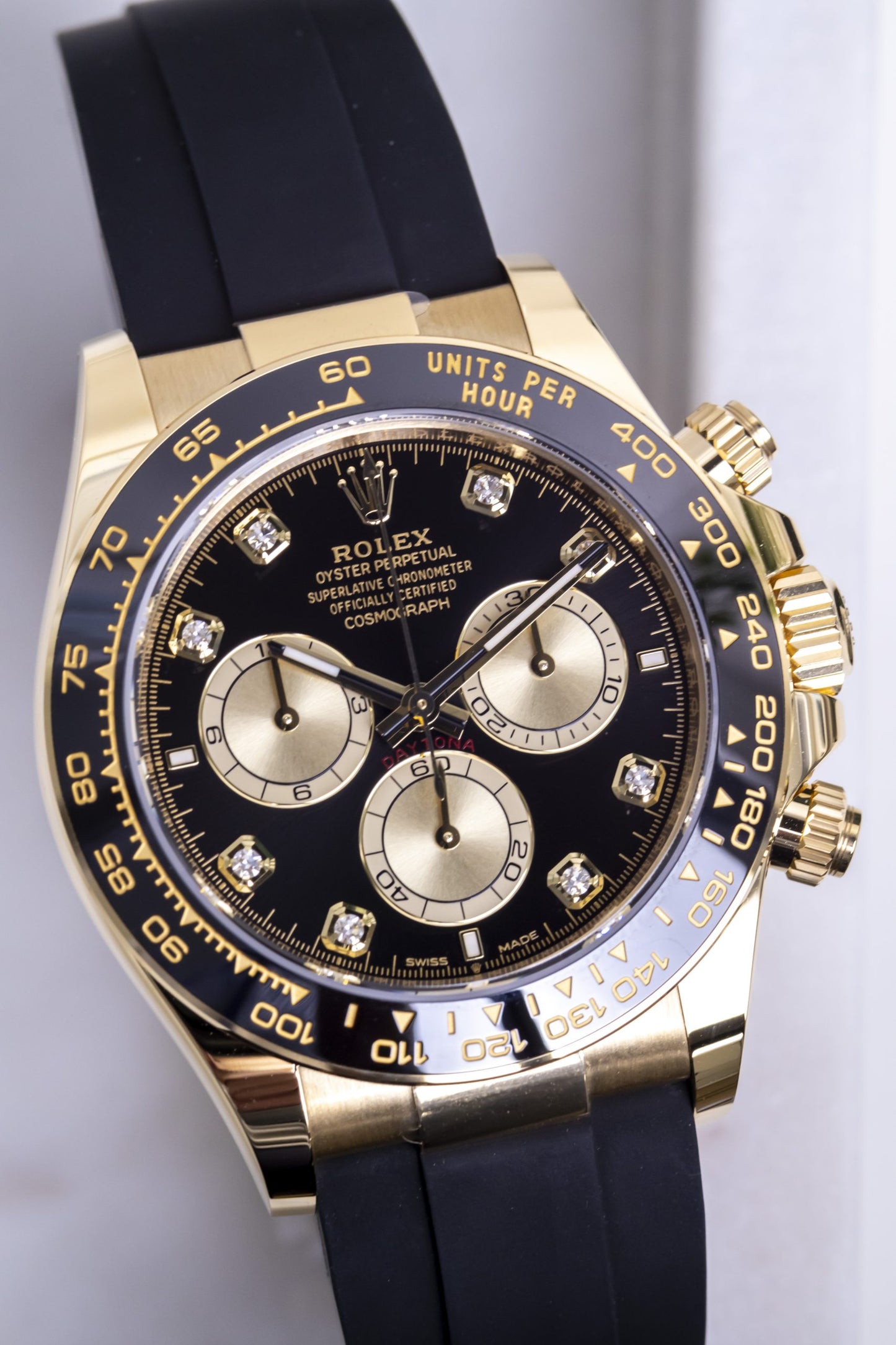 Rolex Daytona YG Black dial Diamond index Reference 126518LN