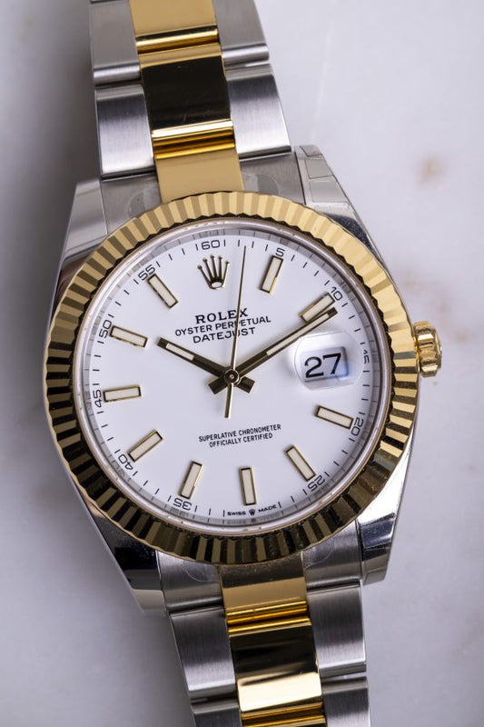 2022 Rolex Datejust 41mm White dial Two tones YG Reference 126333