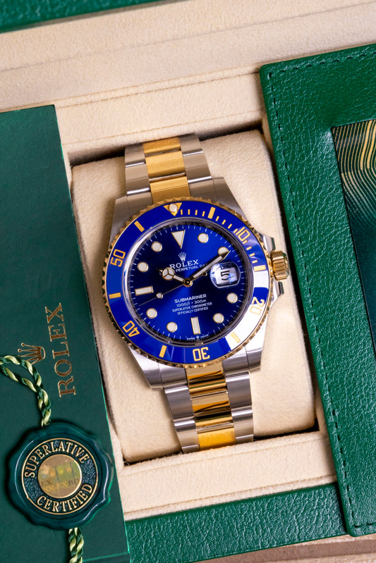 2022 Rolex Submariner Two Tone Yellow Gold "Bluesy" Reference 126613LB